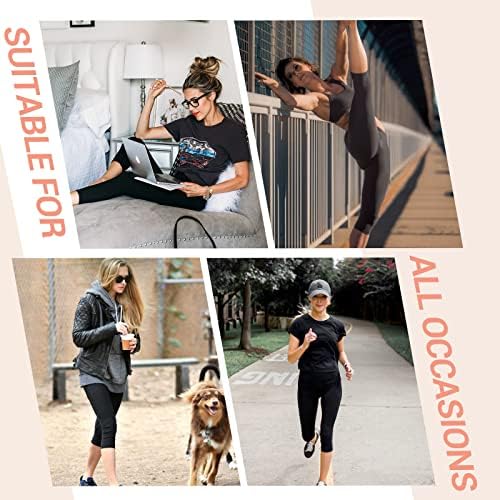 TNNZEET 7 Опаковки Леггинсов-Капри за жени, Меки Черни Спортни Панталони за Йога с висока талия