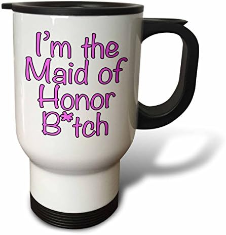 3dRose Im The Maid of Honor Btch, Розова Пътна чаша, 14 грама, Неръждаема стомана
