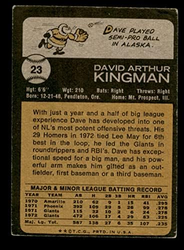 1973 Topps # 23 Дейв Кингман Сан Франциско Джайентс (бейзболна картичка) ДОБРИ Джайентс