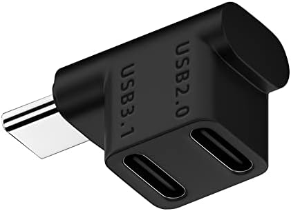 cablecc USB3.0 Type C Мъжки 10 gbps Двойно-Женски Адаптер за пренос на данни Power Splitter, Разположени под ъгъл, който е Съвместим с Лаптоп Steam Deck