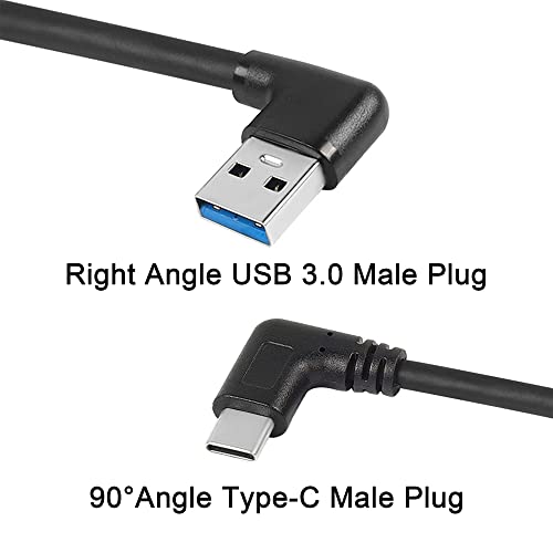 Кабел USB Type C GELRHONR с десния в левия ъгъл на наклона, 90 градуса, кабел за бързо зареждане на 18 Вата от USB A до C USB (черен, десен, с дължина 1 м)