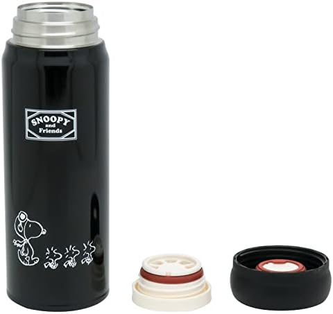OSK SBR-480B Бутилка за вода и Чаша, Снупи (Черно), Директен бутилка от неръждаема стомана, 16,2 течни унции (480 ml)