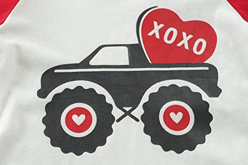 Риза за Свети Валентин за Момчета и Момичета, Върхове с участието на Камион Чудовище и Сърцето, Тениски-Raglan с Дълъг Ръкав за Деца