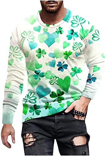 Мъжки Hoody на Деня на Св. Патрик, Жилетка с дълъг Ръкав, Тениска, Отгоре с кръгло деколте, Ирландска Детелина Тениска