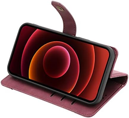 Чанта-портфейл, предназначени за Samsung Galaxy а a53 5G Case (2022) със стойка, слот за карти, здрава изкуствена кожа и мек калъф-раскладушкой от TPU за телефон (вино-червено)