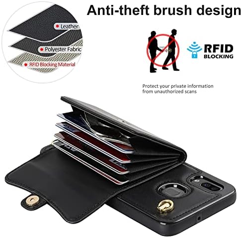 Чанта-портфейл GLORYSHOP по рамото за Samsung Galaxy A20 / A30, държач за кредитни карти с RFID заключване, Поставка от Изкуствена кожа, Противоударные Калъфи за телефони с Подвижна