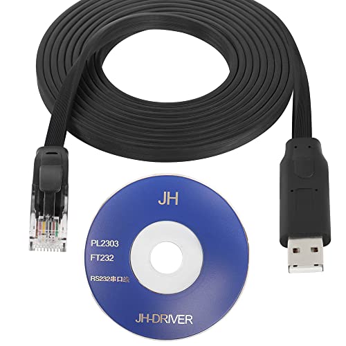 Конзола-USB кабел QIANRENON USB A към мрежово устройство, RJ-45, кабел за отстраняване на грешки в конзолата на мрежово устройство, чип FT232, ниво TTL 0V-5V, диск с драйвери, Комутатор, Сървър, защитна стена, рутер,