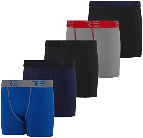 Real Essentials 5 Опаковки: Компресия къси панталони за младежи за момчета - Спортни Боксови гащи От еластан (4-20)