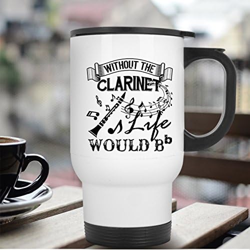 Пътна чаша за Кларинет - Обичам Чаша за Кларинет От Неръждаема Стомана, Пътна чаша - Бял