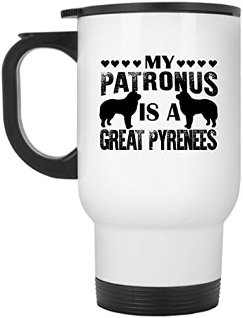Чаша за пътуване Great Pyrenees - Моят Патронус - Това е чаша за Great Pyrenees от неръждаема стомана (бяла)