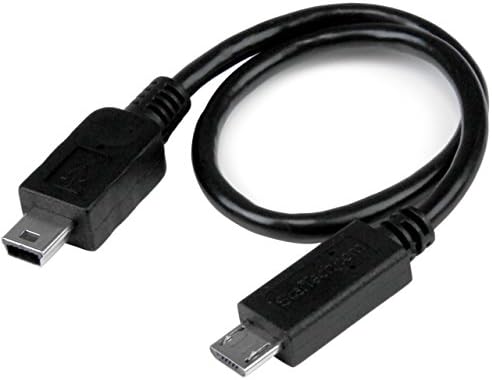 StarTech.com 5-инчов Правоъгълен адаптер Micro USB за USB OTG хоста M/F-Ъглов конектор Micro USB за свързване към USB A за свързване към хост кабел в движение (UUSBOTGRA), черен
