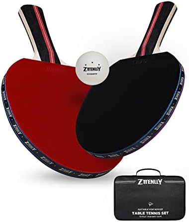 Набор от плешки за пинг-понг ZTTENLLY от 2 или 4 топки и Калъф за съхранение | Най-контрол | Лепкава Обърнатата каучук | Набор плешки за тенис на маса за игра на закрито и на открито