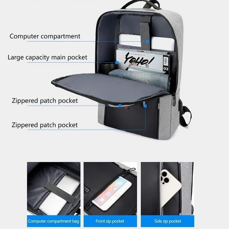 CZDYUF Водоустойчив Бизнес Раница, Мъжки USB-раници, Раница за лаптоп, чанти голям капацитет за мъже (Цвят: E, Размер: 43*31)