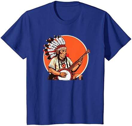 Основната американски Индианец, Свири На Банджо В Ретро-Винтажной Мятликовой Тениска