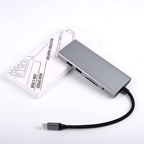 USB C Адаптер-USB хъб C Dongle за MacBook Pro, 9 в 1 многопортовый USB адаптер C-HDMI е съвместим с лаптопи USB C и други устройства Type C (VGA 4K, HDMI USB3.0 SD/TF Card Reader 100W PD)