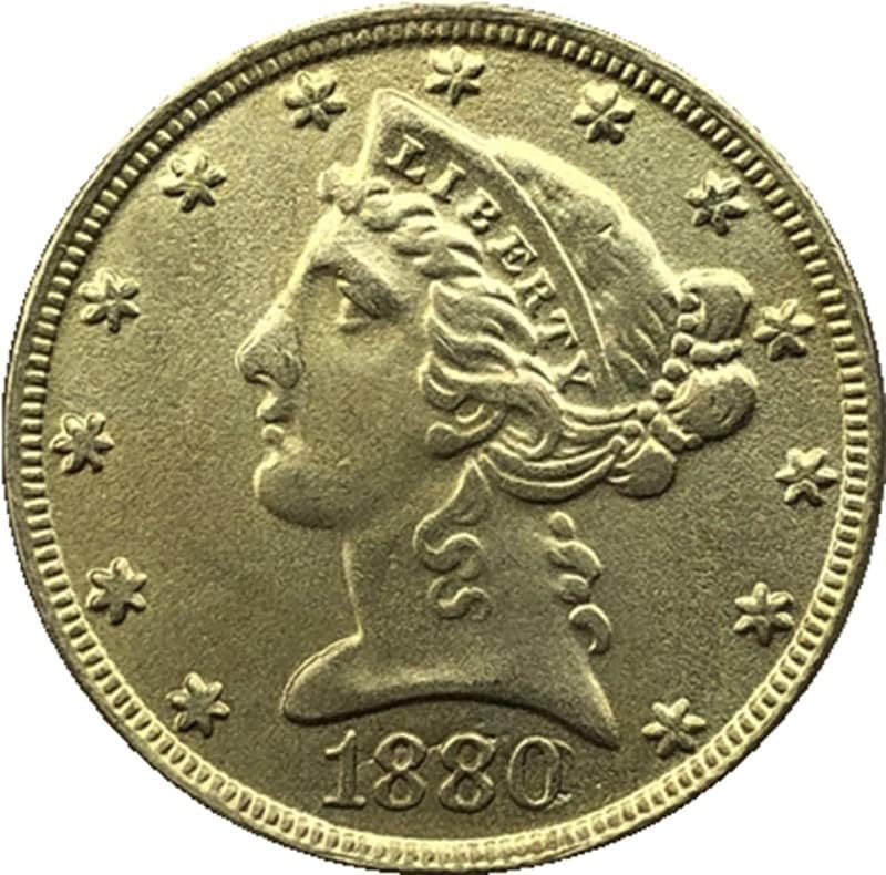 62 Различни Дати P Версия на САЩ на 5 Безплатни Златни Монети на Месингови Антикварни Чуждестранни Възпоменателни монети Ръчно изработени 21 мм
