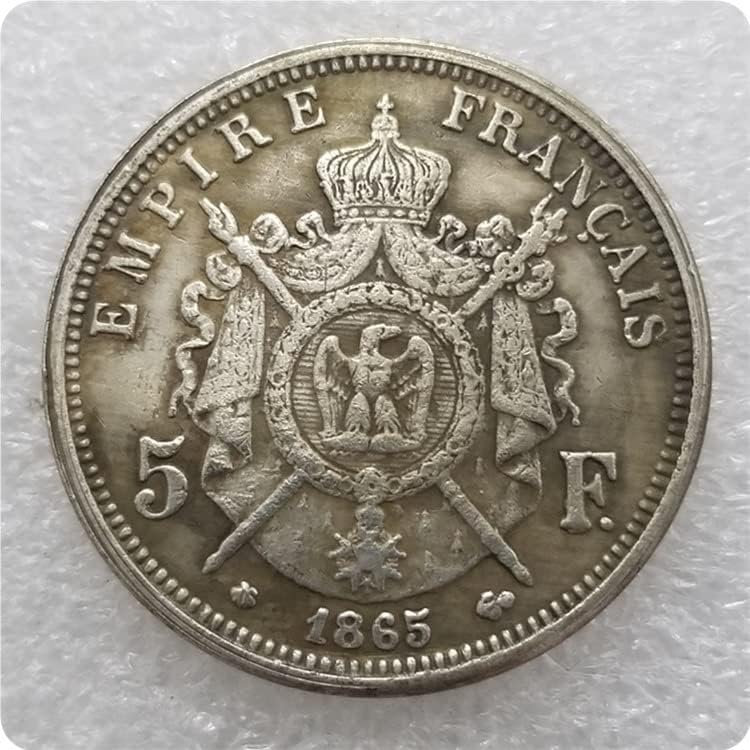 Френски 1863-A,1862,1863,1864,1865,1866 Сребърен долар на Франция в 5 Франка