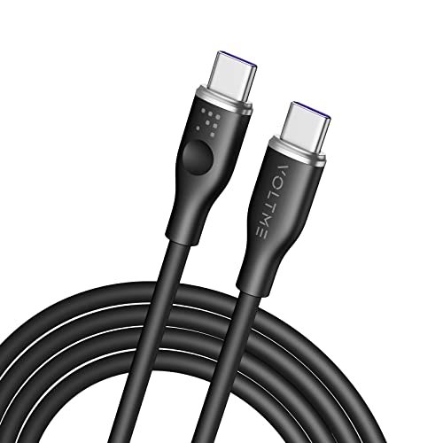 VOLTME 100 W Двойна USB кабел C, Кабел USB 2.0 E-Marker Type C, 6 фута Кабел за зареждане на MacBook Pro, iPad Pro, iPad Air 4/5, iPhone 14 Pro Max, Galaxy S21, Pixel, Switch (черен)