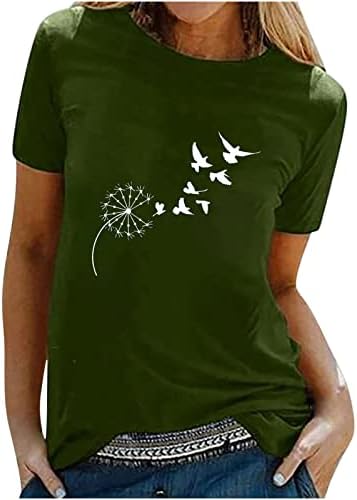 Мъжки Блузи с къс Ръкав за момичета, Тениски с Цветен Модел под формата на Птичи Глухарче, Лятото, Есента и Капаци, Меки Удобни Дрехи, Мода