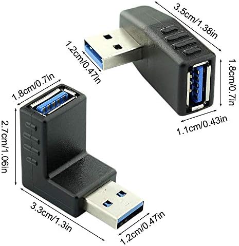 AFUNTA 4 бр Адаптер USB 3.0 Штекерный Конвертор и 2 бр Адаптер HDMI между мъжете и жените, удължителен кабел USB-порта, Адаптер с ъгъл на наклон Наляво/Надясно / Нагоре /Надолу, Штекерный Конвертор 90 и 270 градуса,