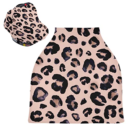 Розови Черни Покривала за автомобилни седалки Snow Leopard Baby 4 в 1 чанта за Носене за Кърменето, Шал, Мек Дышащее Еластично Покритие, Калъф за авто седалка за момчета и Момичета