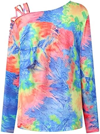 NOKMOPO / Женски Ризи, Блузи с открити рамене, Дамски Есенни Модни Риза, Туника с Дълъг ръкав, Принт под формата на Тай-Боя