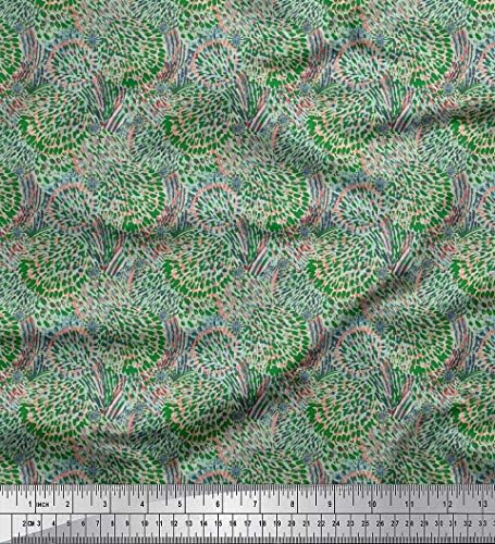 Soimoi Зелен памучен трикотажная плат с абстрактно принтом, плат за бродерия ширина 58 см