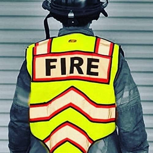 FIRE NINJA - Сверхяркий Противопожарен жилетка за безопасност | Отразяваща клас 2 - Висока видимост - Двойна подвижна светкавица