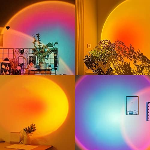 Лека нощ Exnemav Sunset Lamp - 16 Цвята и 4 Режима на Проекционная лампа за залез с дистанционно управление, Като Цвят на Дъгова Лампа Слънчева Светлина, Романтична Визуален led Проектор за декор на стаята за снимки