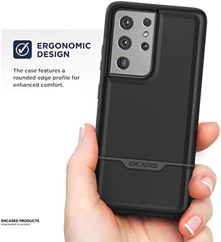 Серията Rebel в корпуса, предназначени за Samsung Galaxy S21 Ultra, калъф-клипса за колан (2021), Защитен калъф-кобур за телефон за повишена здравина - Черен