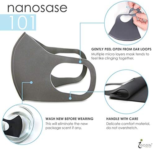 igozen 3 опаковки Унисекс Маски за лице за възрастни Nanosase Водоустойчива пяна с памет ефект Космически Памучни 3D Маска за лице (черна маска за лице, комплект от 3)