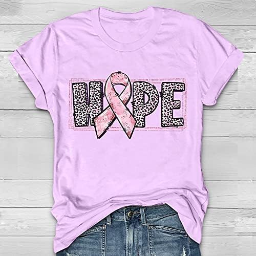 Розовата Лента за Информираността за рака на гърдата, Потници, Дамски тениски С принтом, през Цялата Деколте, Къс Ръкав, Просто Тениска