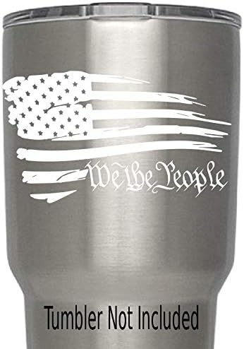 Флаг на САЩ Порван на парченца, бели етикети Ние, хората за чаши Yeti (ние не продаваме чаши), Етикети Семеен живот за всички марки чаши, Стикери за steins 3,8 В X Е 2.8W (бял)