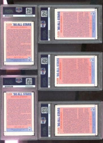 1990-91 Fleur Всички звезди 5 Майкъл Джордан PSA 9-АЗ Градуированная карта NBA 90 КАТО Баскетболни карти на Всички звезди без подпис