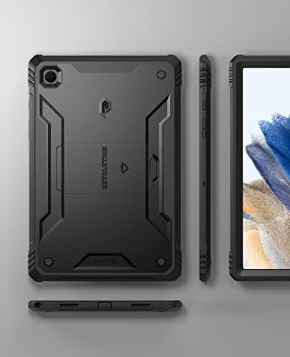 Калъф Poetic Revolution за Samsung Galaxy Tab A8 10.5 инча (2022), здрав устойчив на удари Защитен калъф за цялата корпуса на апарата със стойката и вградена защитно фолио за екрана, черен