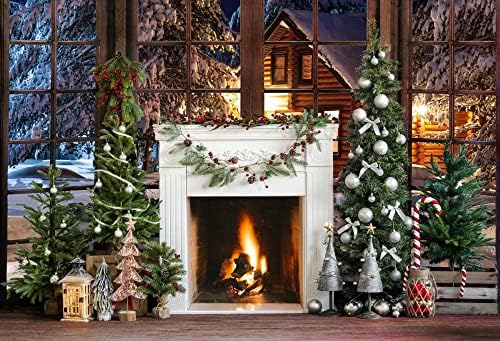 Кейт 7 × 5 метра Зимата Коледен Фон Стая За Снимки на Закрито Камина Коледно Дърво Украсата на Коледната Елха Студиен Подпори за Партита Фото Видео