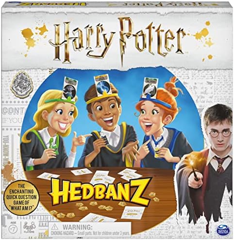 Spin Master Games Hedbanz, игра на Карти за Хари Потър, Подарък играчка, Семейна Настолна игра по мотиви от Книги и филми за Магьосническия свят, за възрастни и деца на възраст между 7 и повече години