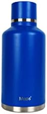 Голям спортен термос за вода с чанта и капак от неръждаема стомана, полгаллона на 67,6 грама, Изолирано бутилка за вода, запечатани, Метална колба, Buttonwood 1 опаковка (синьо) 2000 мл