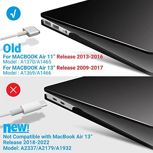 IBENZER е съвместима със старата версия на MacBook Air 13-инчов корпус (2010-2017 година на издаване). Модел: A1466 A1369, Твърд калъф и чанта, Капака на клавиатурата и фолио за екран за M