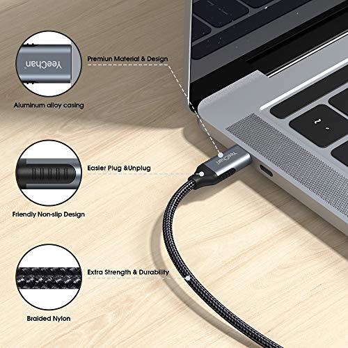USB кабел C-C USB (USB 3.1 Gen2 10 gbps) [6,6 фута / 2 m], Бързо зареждане на PD100W (20 / 5 А), плитка YeeChan 4K @ 60 Hz Type C [Съвместим с Thunderbolt 3] за MacBook Pro, iPad Pro, Galaxy S21 / S20 / S10 / S9, Pixel,
