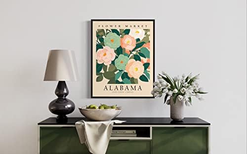 Арт принт Алабама, монтиран на стената арт декор плакат на Алабама, Пътен плакат с карта на щата Алабама, Декорация на стените на домашния офис, спалня, всекидневна. Без рамка. (Alabama G, 11x14 инча (без рамка))
