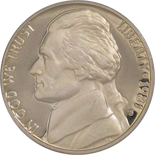 1981 S Тип 1 Заоблени S Джеферсън Никел 5 Цента на Брой Селективни монета на САЩ, деноминирани 5 цента