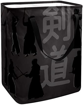 Кошница за дрехи Kapotofu с дръжка, Японски Черен Силует в стил Кендо, Сгъваема Голяма Памучен Кошница за съхранение на дрехи