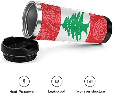 Чаши за кафе с Ливанским Флага Пейсли за Пътуване с Капак, Изолирани Чаши, Бутилка За Вода С Двойни Стени От Неръждаема Стомана