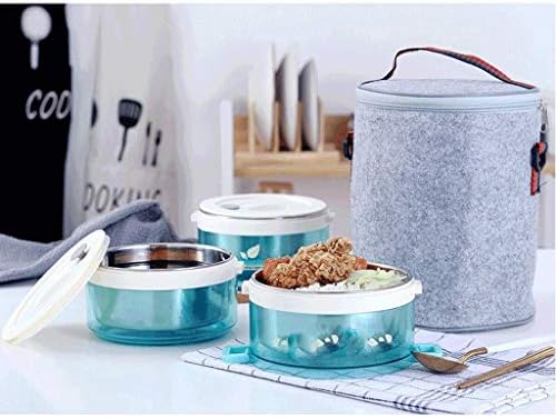 PDGJG Thermal lunch box - Обяд-кутия от неръждаема стомана за деца и възрастни | ХЕРМЕТИЧЕСКИ Контейнер За съхранение на храна | Могат да се мият в съдомиялна машина | Сверхпрочный (Цвят: синьо)