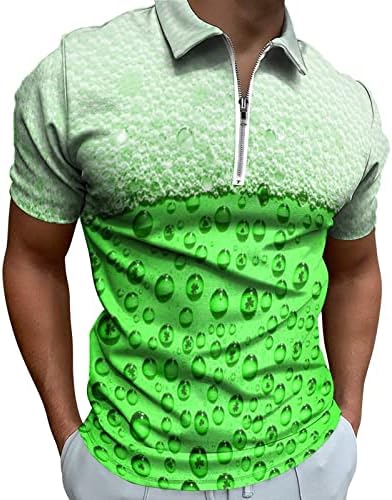 Забавни Риза за голф, за Мъже, Риза за Голф в Деня на Св. Патрик, Хавайски Зелени Летни Плажни Ежедневни Тениски, Голяма, Висока Риза с къси ръкави