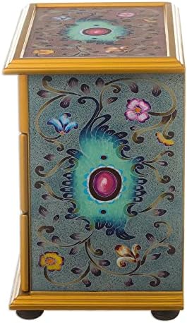Ковчег За украса от Фин Блясък NOVICA С Обратна Рисувани От Стъкло