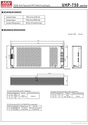 Meanwell UHP-750-48 48V 15.7 A 754W Тънък Тип с импулс източник на захранване LED ПФК