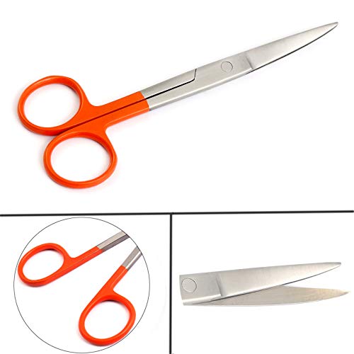 Работни ножици G. S 2 БР.- Остри/Sharp - 5 1/2 с права и извита цветен дръжка (оранжев)