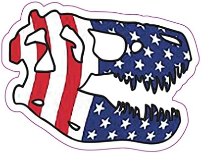 Vinyl Стикер Череп на Динозавър Wickedgoodz Американски Флаг - Патриотическая Стикер върху Бронята на Rex - за Преносими компютри, Тумблеров, Прозорци, Автомобили, Камиони, Стени